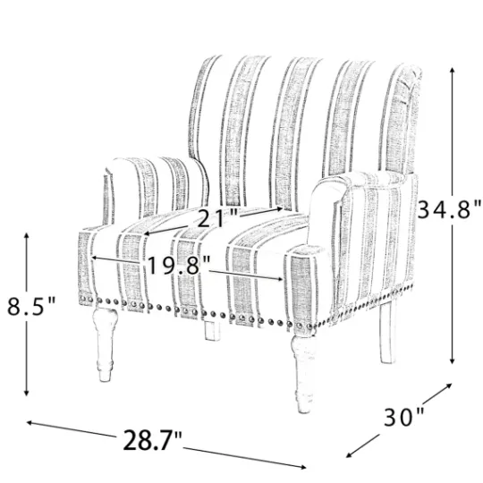 Kirkland's Home White Stripe Upholstered Accent Chair- Accent Chairs