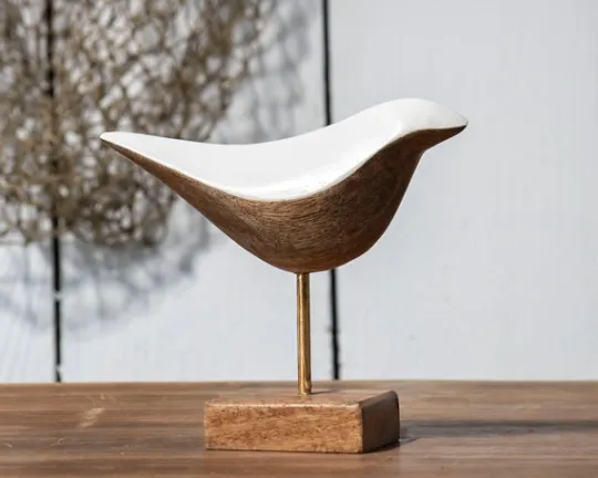 Kirkland's Home White Swoop Mango Wood Bird Sculpture- Statues & Figurines