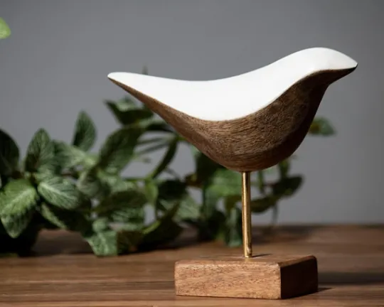 Kirkland's Home White Swoop Mango Wood Bird Sculpture- Statues & Figurines