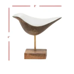 Kirkland's Home White Swoop Mango Wood Bird Sculpture- Statues & Figurines