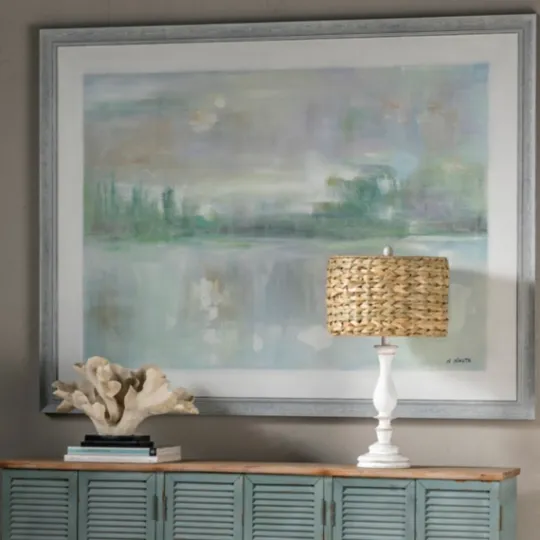 Kirkland's Home White Table Lamp With Hand Woven Raffia Shade- Table Lamps
