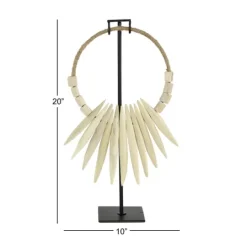 Kirkland's Home White Teak Wood Necklace Sculpture- Statues & Figurines