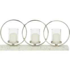 Kirkland's Home White Terrazzo Candle Holder Runner- Candle Holders