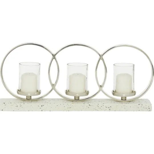 Kirkland's Home White Terrazzo Candle Holder Runner- Candle Holders