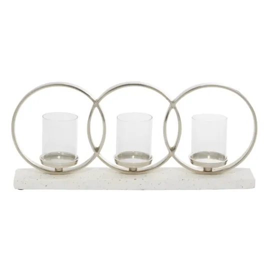 Kirkland's Home White Terrazzo Candle Holder Runner- Candle Holders