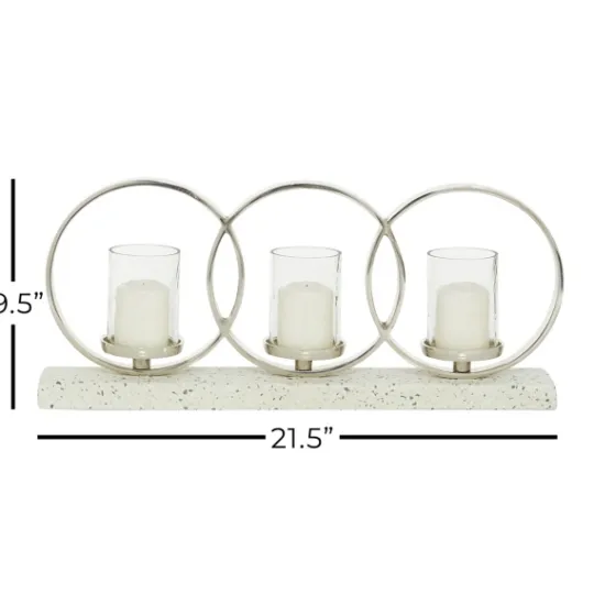 Kirkland's Home White Terrazzo Candle Holder Runner- Candle Holders