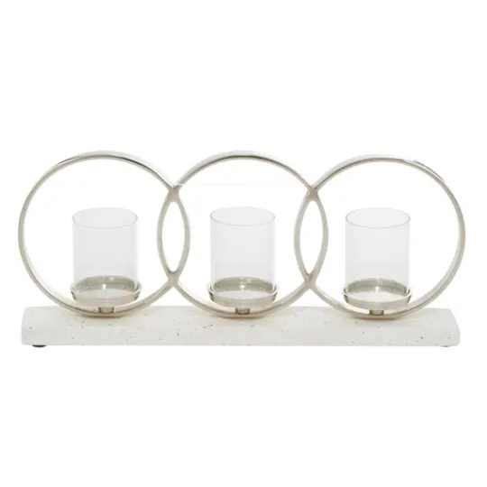 Kirkland's Home White Terrazzo Candle Holder Runner- Candle Holders