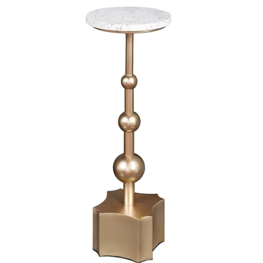 Kirkland's Home White Terrazzo Top And Base Accent Table- Accent & End Tables