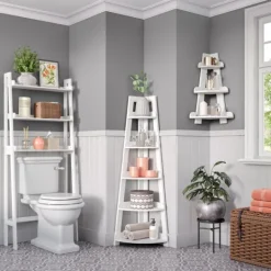 Kirkland's Home White 5-Tier Corner Ladder Bookshelf- Bookshelves