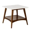 Kirkland's Home White Top And Pecan Wood Mid-Century Modern Table- Accent & End Tables