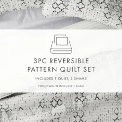 Kirkland's Home White Trellis Reversible 2-Pc. Twin Quilt Set- Quilts