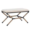 Kirkland's Home White Upholstered And Wrapped Rope Metal Bench- Dining Chairs