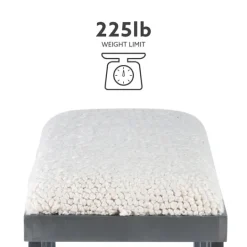 Kirkland's Home White Upholstered Seat And Blue Wood Bench- Benches & Ottomans