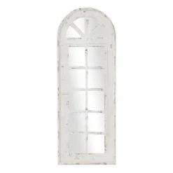 Kirkland's Home White Vintage Arched Windowpane Mirror- Decorative Mirrors