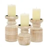 Kirkland's Home White Washed Wood Carved Candle Holders, Set Of 3- Candle Holders