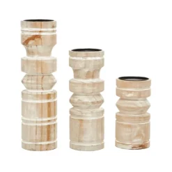 Kirkland's Home White Washed Wood Column Candle Holders, Set Of 3- Candle Holders