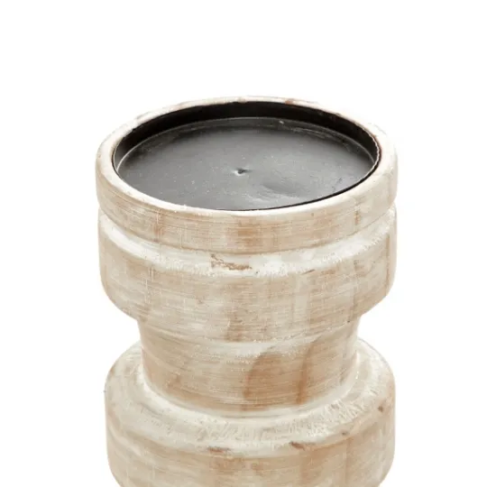 Kirkland's Home White Washed Wood Column Candle Holders, Set Of 3- Candle Holders