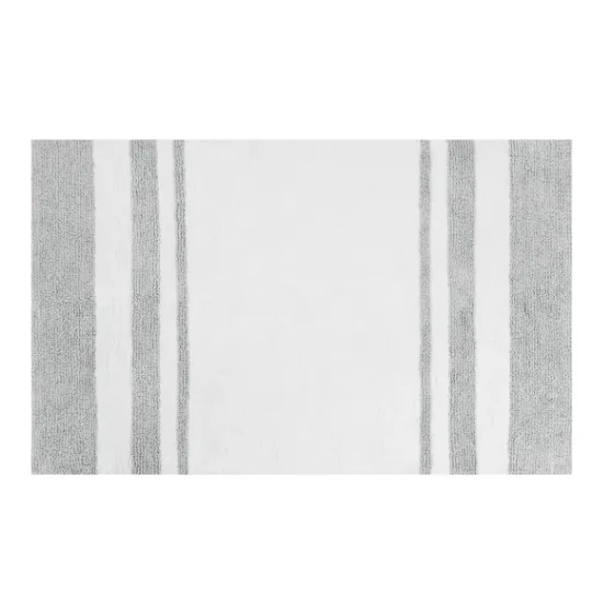 Kirkland's Home White With Stripe Reversible Bath Mat, 45 In.- Bathroom Rugs
