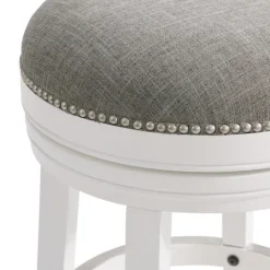 Kirkland's Home White Wood Backless Swivel 2-Pc. Bar Stool Set- Bar Stools & Counter Height Stools