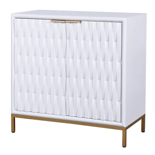 Kirkland's Home White Wood Basket Weave Cabinet- Cabinets & Sideboards