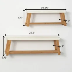 Kirkland's Home White Wood Bench Frame Wall Shelves, Set Of 2- Shelves