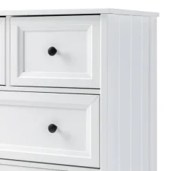 Kirkland's Home White Wood Five Framed Drawers Dresser- Dressers & Chests