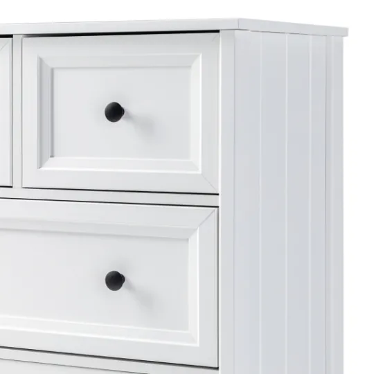 Kirkland's Home White Wood Five Framed Drawers Dresser- Dressers & Chests