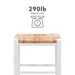 Kirkland's Home White Wood Grass Backless 2-Pc. Counter Stool Set- Bar Stools & Counter Height Stools