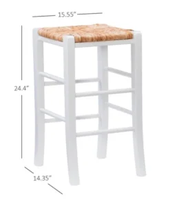 Kirkland's Home White Wood Grass Backless 2-Pc. Counter Stool Set- Bar Stools & Counter Height Stools