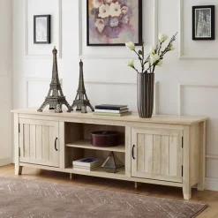 Kirkland's Home White Wood Grooved Door Tv Stand- Tv Stands & Media Consoles