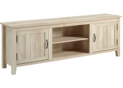 Kirkland's Home White Wood Grooved Door Tv Stand- Tv Stands & Media Consoles
