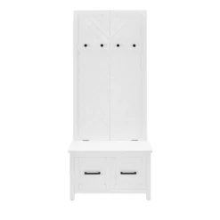 Kirkland's Home White Wood Herringbone Hall Tree- Entryway Furniture