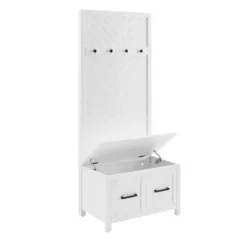 Kirkland's Home White Wood Herringbone Hall Tree- Entryway Furniture