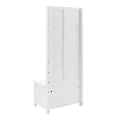 Kirkland's Home White Wood Herringbone Hall Tree- Entryway Furniture