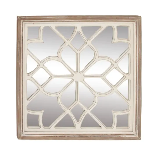 Kirkland's Home White Wood Lattice Overlay Mirror, 30X30 In.- Decorative Mirrors