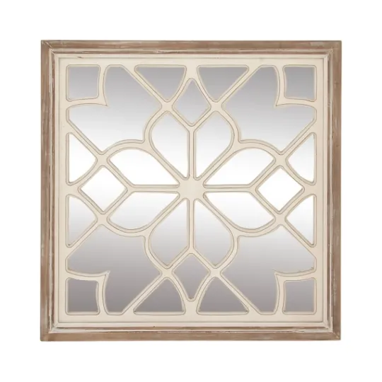 Kirkland's Home White Wood Lattice Overlay Mirror, 30X30 In.- Decorative Mirrors