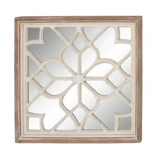 Kirkland's Home White Wood Lattice Overlay Mirror, 30X30 In.- Decorative Mirrors
