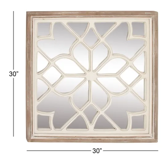 Kirkland's Home White Wood Lattice Overlay Mirror, 30X30 In.- Decorative Mirrors
