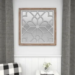 Kirkland's Home White Wood Lattice Overlay Mirror, 30X30 In.- Decorative Mirrors