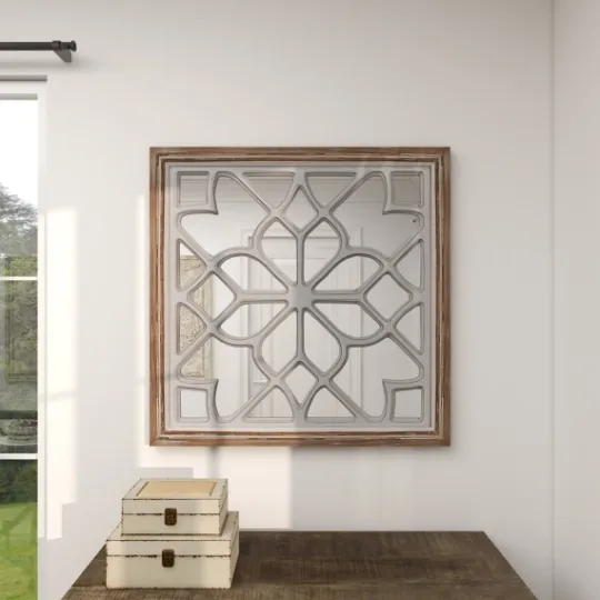 Kirkland's Home White Wood Lattice Overlay Mirror, 30X30 In.- Decorative Mirrors
