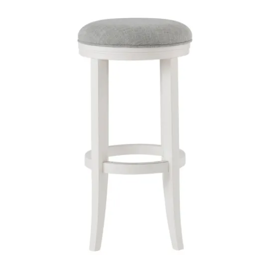 Kirkland's Home White Wood Linen Upholstered 2-Pc. Bar Stool Set- Bar Stools & Counter Height Stools