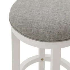 Kirkland's Home White Wood Linen Upholstered 2-Pc. Bar Stool Set- Bar Stools & Counter Height Stools