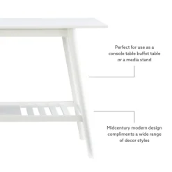 Kirkland's Home White Wood Midcentury Console Table- Console Tables