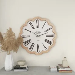 Kirkland's Home White Wood Scalloped Frame Wall Clock- Clocks