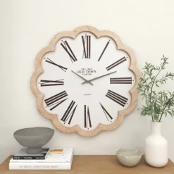 Kirkland's Home White Wood Scalloped Frame Wall Clock- Clocks