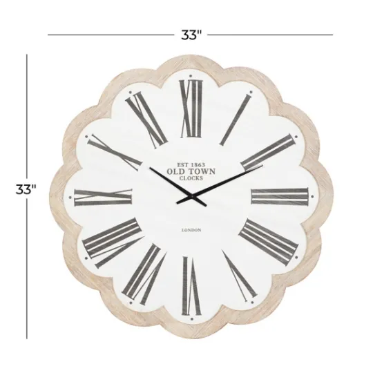 Kirkland's Home White Wood Scalloped Frame Wall Clock- Clocks