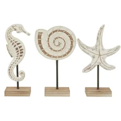 Kirkland's Home White Wood Sea Creature Statues, Set Of 3- Statues & Figurines