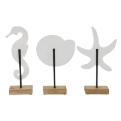 Kirkland's Home White Wood Sea Creature Statues, Set Of 3- Statues & Figurines