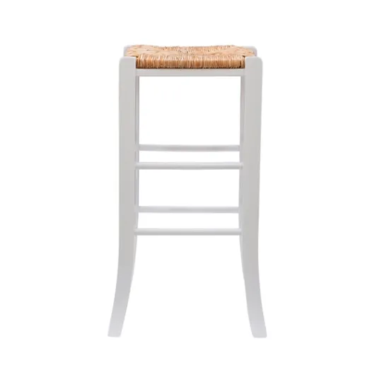 Kirkland's Home White Wood Seagrass Backless 2-Pc. Bar Stool Set- Bar Stools & Counter Height Stools