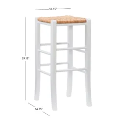 Kirkland's Home White Wood Seagrass Backless 2-Pc. Bar Stool Set- Bar Stools & Counter Height Stools